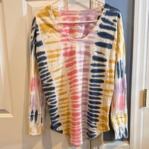 SO Women's Tie-Dye Long Sleeve Tee - Pink, Blue, Yellow